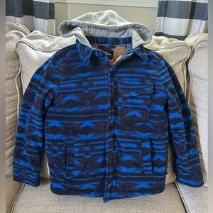 Volcom Blue & Navy Patterned Hooded Puffer Jacket